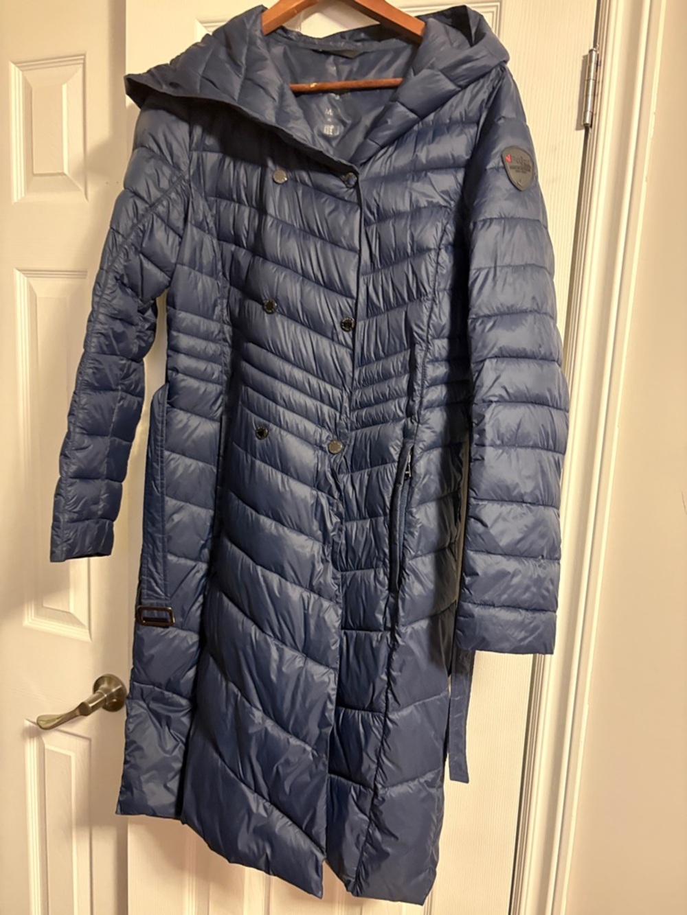 Pajar Slate Blue Long Quilted Hooded Puffer Coat
